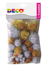 POMPONS LAME' MISURE ASS. - BUSTA 40 PZ. - ORO/ARGENTO