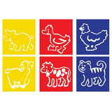 STENCIL CM.14X15 - SET 6 PZ. - ANIMALI FATTORIA