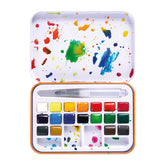 ACQUERELLI SCATOLA METALLO 18 DEMI-GODET + PENNELL