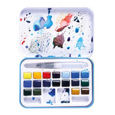 ACQUERELLI SCATOLA METALLO 18 DEMI-GODET + PENNELL