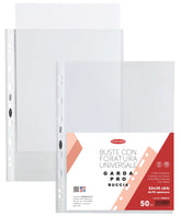 Buste PP Trasparenti Con Fori Antiriflesso A4 Garda Pro 50 Pezzi