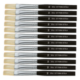 PENNELLO PIATTO PURA SETOLA MANICO CORTO - CONF.12