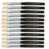 PENNELLO PIATTO PURA SETOLA MANICO CORTO - CONF.12