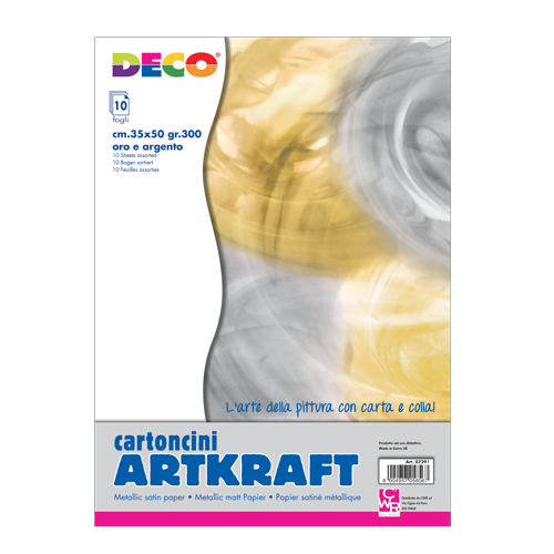 CARTONCINO GR.300 ARTKRAFT CM.35X50 - CONF.10 PZ. - ORO/ARG