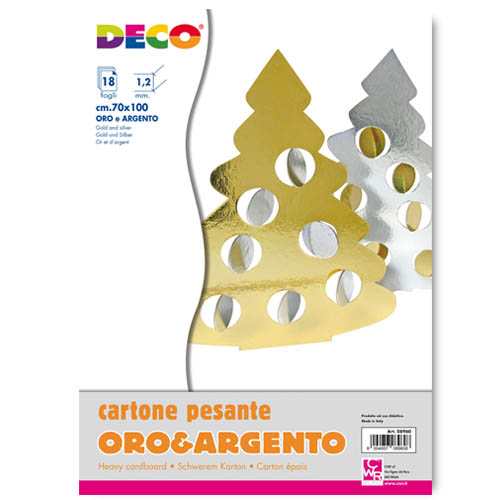 CARTONE PESANTE ORO/ARGENTO SPESS. 1,2 - CM.70X100 - CONF.18 FG.