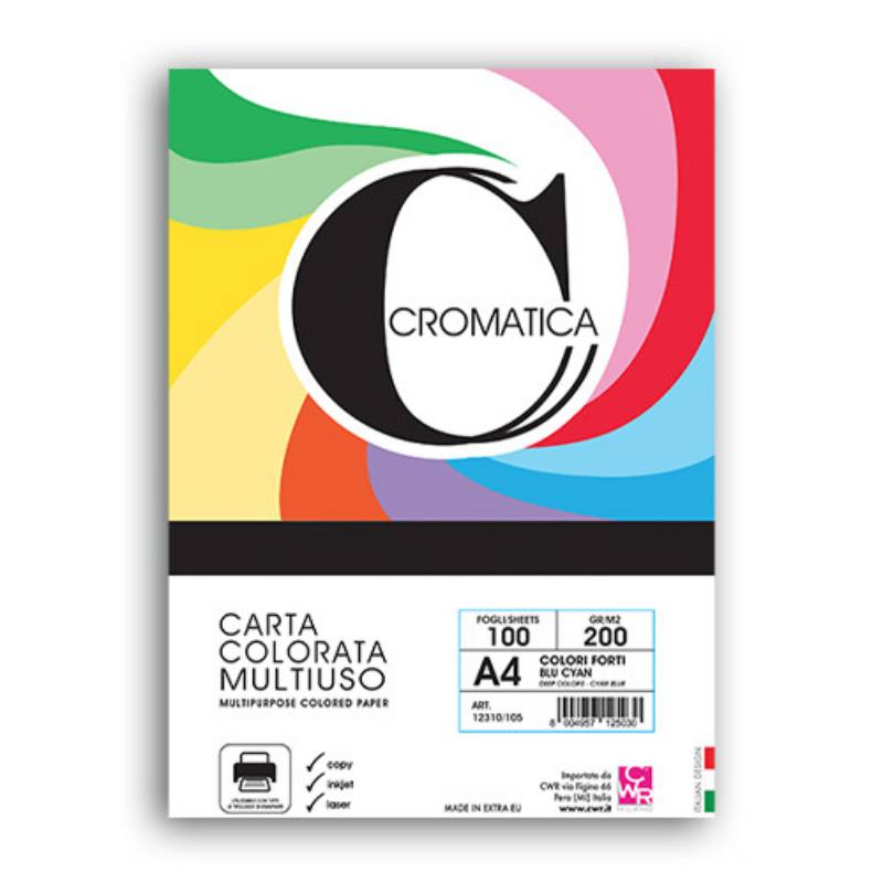 CARTONCINO CROMATICA A4 GR.200 FG.100 BLU CYAN