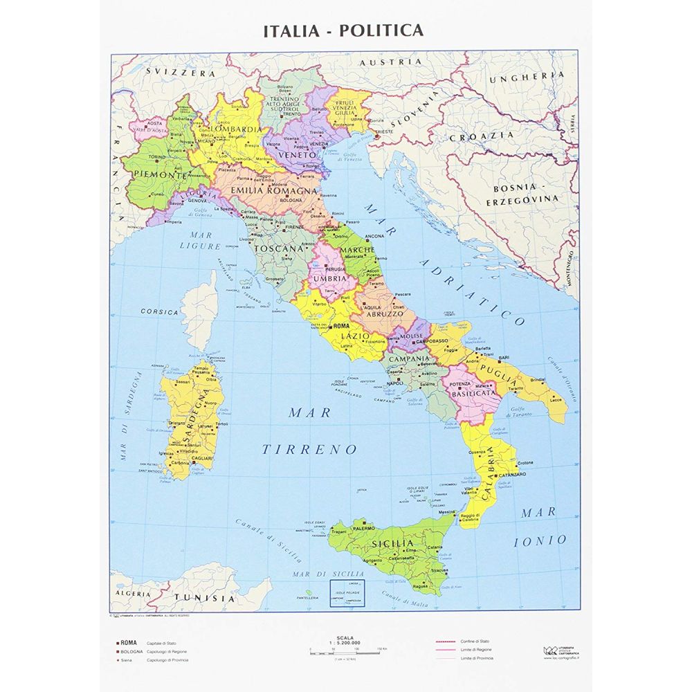 CARTA GEOGRAFICA A3 ITALIA - cartine geografiche