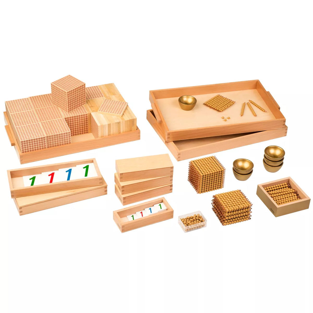 MATERIALE DEL SISTEMA DECIMALE, COMPLETO CON QUADRATI E CUBI