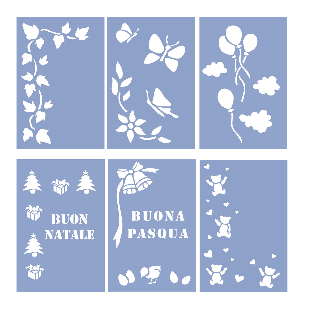 Stencil - Busta 6 Pezzi Cm. 10X15 - Soggetti Assortiti Immagine principale del prodotto