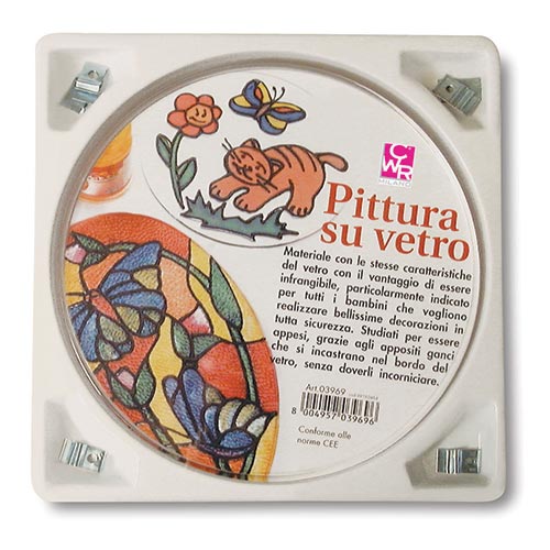 VETRO LISCIO TONDO DIAM.  CM.14 + GANCIO - CONF.6