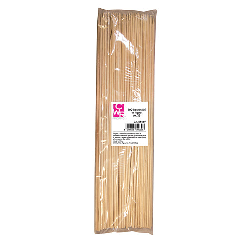BASTONCINI LEGNO CM.25 - BUSTA 100 PEZZI