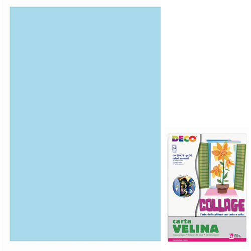 VELINA CM.50X76 - BUSTA 24 FG. - AZZURRO Immagine principale del prodotto