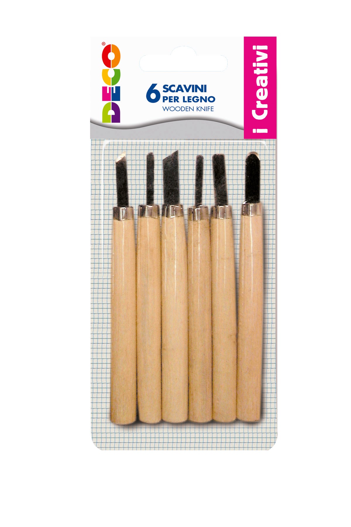 SCAVINI MANICO LEGNO - BLISTER 6 PEZZI Immagine principale del prodotto