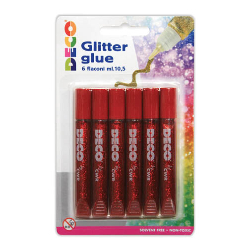 COLLA GLITTER - BLISTER 6 PENNE ML.10,5 - ROSSO