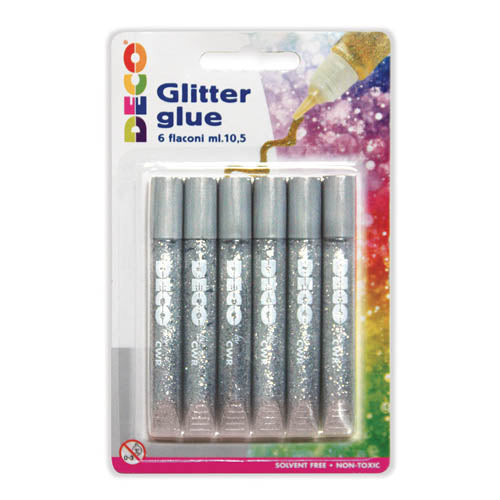 COLLA GLITTER - BLISTER 6 FLACONI ML.10,5 - ARGENT Immagine principale del prodotto