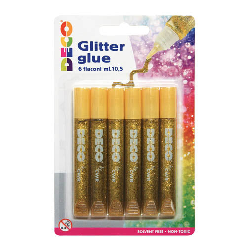 COLLA GLITTER - BLISTER 6 FLACONI ML.10,5 - ORO Immagine principale del prodotto