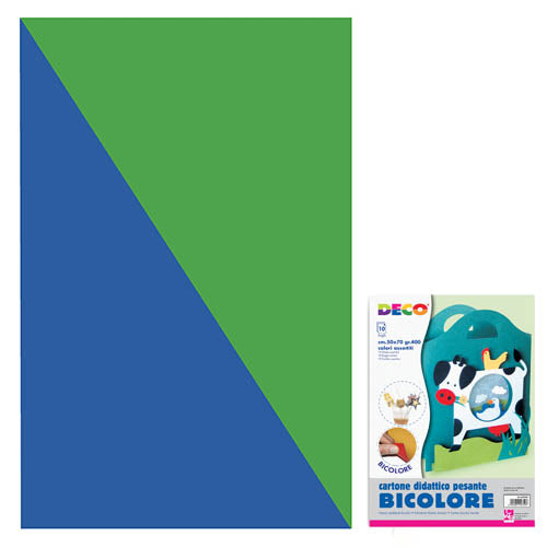 CARTONCINO  GR.400 CM.50X70 - BLU/VERDE - CONF.10
