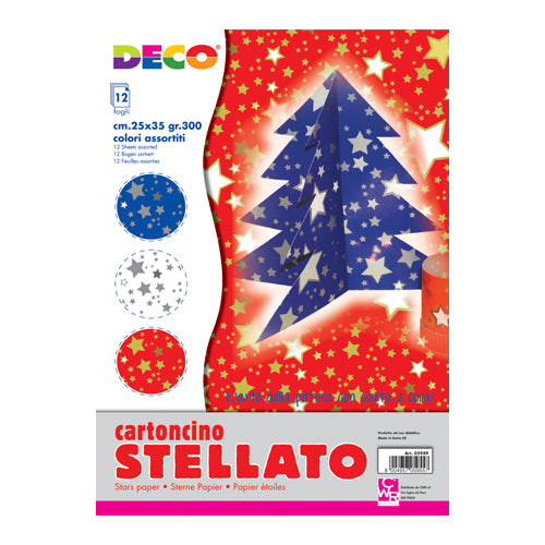 CARTONCINI STELLE CM.25X35 - CONF. 12 PZ. - COLORI