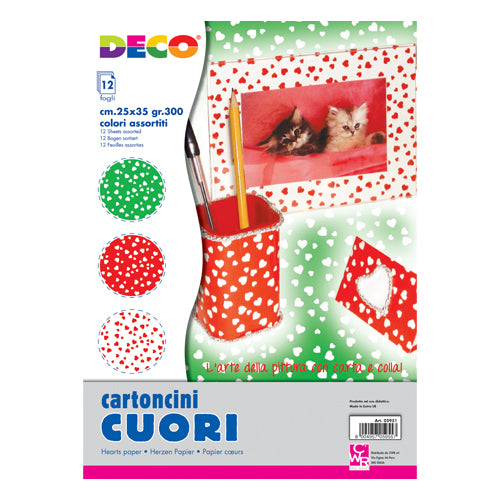 CARTONCINI CUORI CM.25X35 - CONF. 12 PZ. - COLORI Immagine principale del prodotto