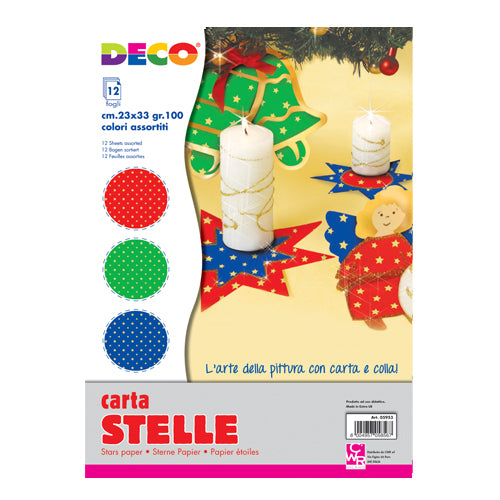 CARTA STELLE CM.23X33 - CONF. 12 FG. - COLORI ASSO