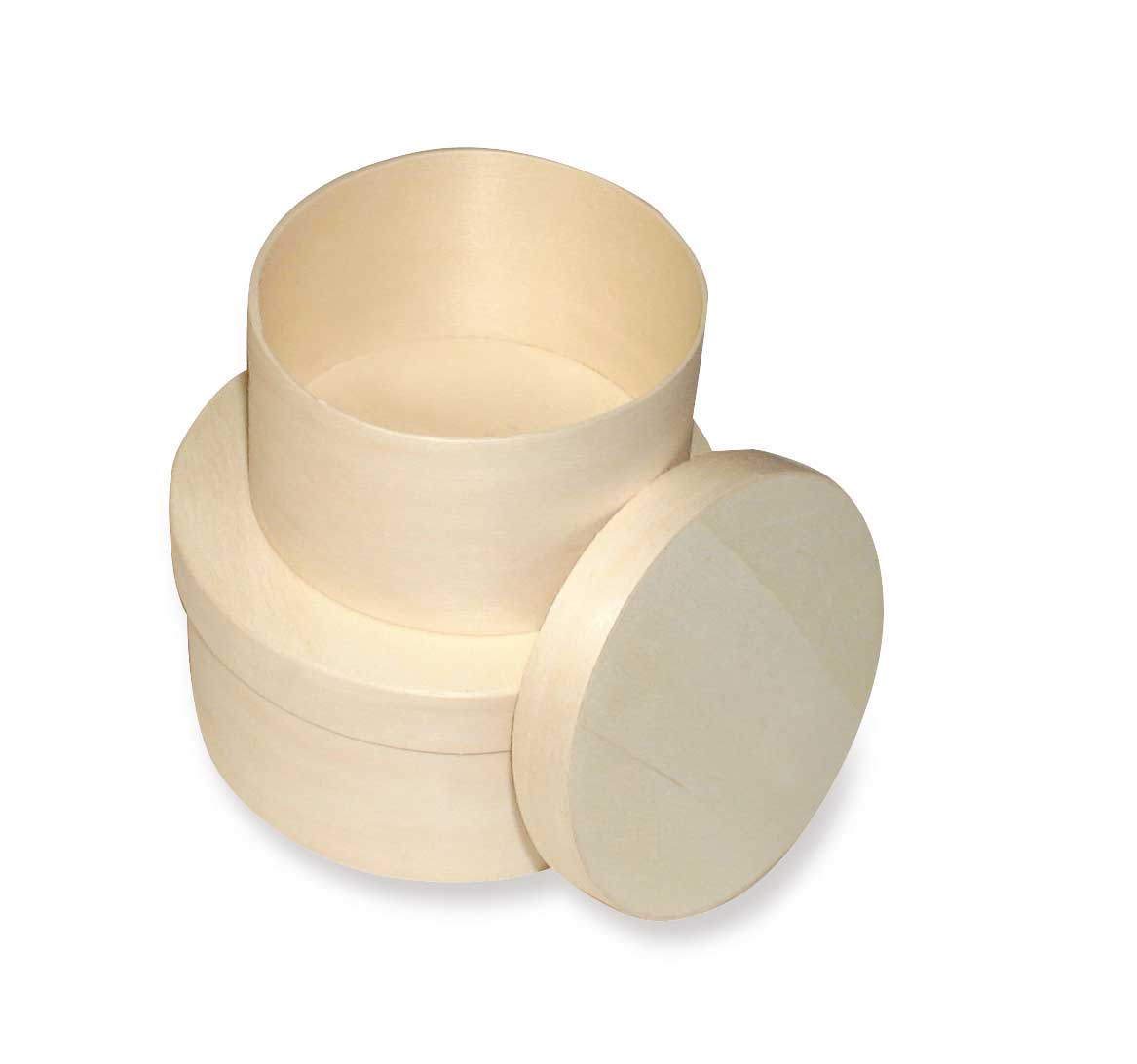 SCATOLE LEGNO TONDE - SET 2 PEZZI