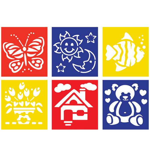 STENCIL CM.14X14 - SET 6 PZ. - SOGGETTI ASSORTITI