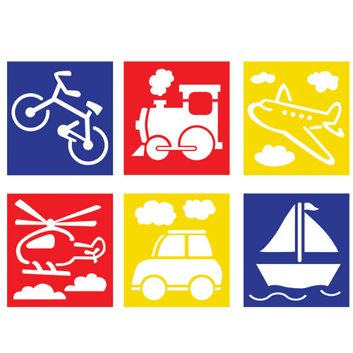 STENCIL CM.14X14 - SET 6 PZ. - TRASPORTI Immagine secondaria del prodotto