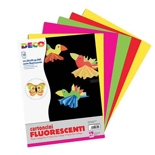 CARTONCINI FLUO CM.25X35 - SET 10 PEZZI