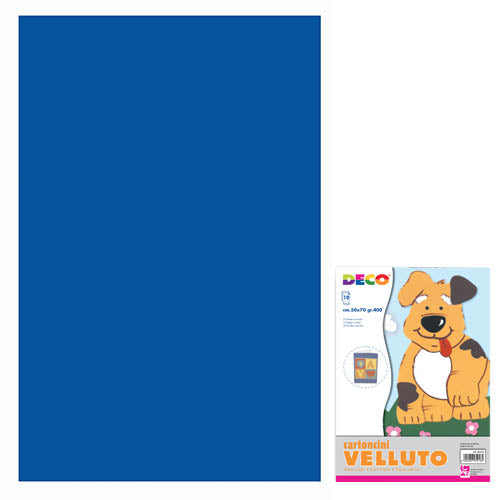 CARTONCINO VELLUTATI CM.50X70 GR.400 - BLU - CONF. Immagine principale del prodotto