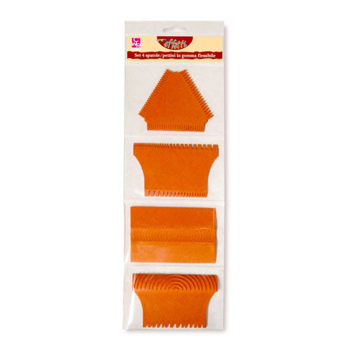 SPATOLE/PETTINI IN GOMMA FLEX - SET 4 PEZZI - FORM