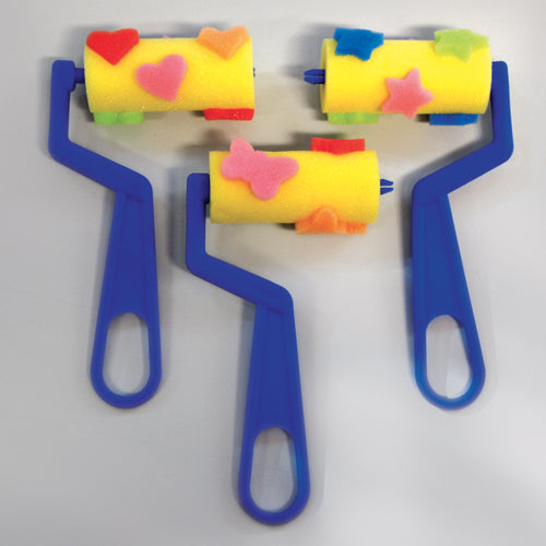 SET 3 RULLI IN SPUGNA C/DISEGNI - STELLE CUORI RET