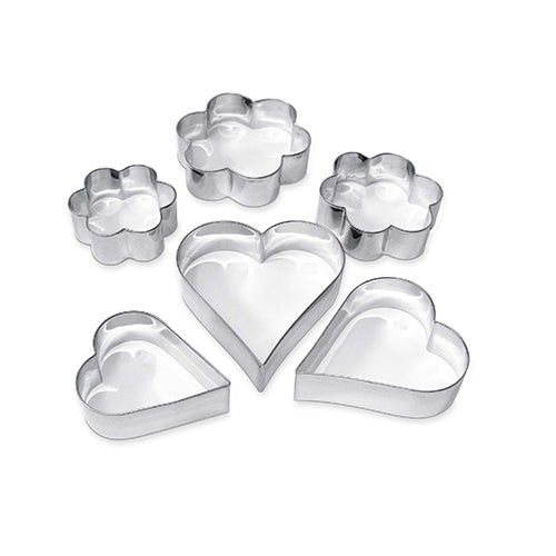 STAMPINI ACCIAIO - SET 6 PEZZI - CUORI/FIORI
