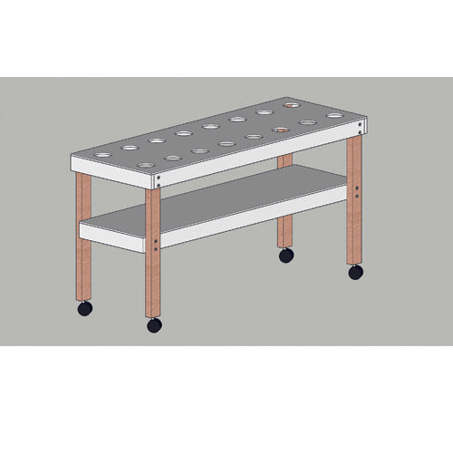 BANCO PORTA COLORI + 16 BICCHIERI CM.43X120X63H