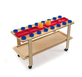 BANCO PORTA COLORI + 16 BICCHIERI CM.43X120X63H