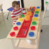 BANCO PORTA COLORI + 16 BICCHIERI CM.43X120X63H