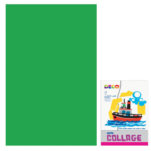 CARTA RASATA CM.50X70 - CONF. 12 FG. - VERDE Immagine principale del prodotto