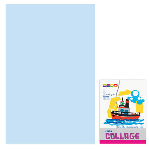 CARTA RASATA CM.50X70 - CONF. 12 FG. - AZZURRO
