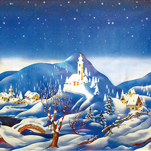FONDALE METALLIZZATO CON PAESAGGIO INVERNALE CM.70 Immagine principale del prodotto