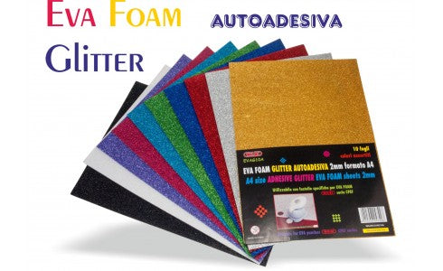 GOMMA CREPP GLITTER ADESIVA - BUSTA 10 FOGLI