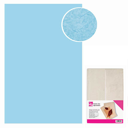 10 FOGLI CARTA RISO GR.25 CM.70X100 - AZZURRO Immagine principale del prodotto