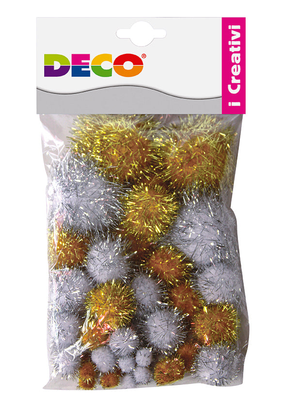 POMPONS LAME' MISURE ASS. - BUSTA 40 PZ. - ORO/ARGENTO Immagine principale del prodotto