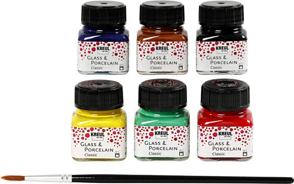 KREUL - GLASS & PORCELAIN 20 ML - SET 6  ASSORTITI