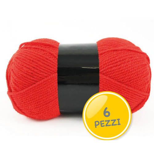 LANA 100% ACRILICO - 6 GOMITOLI ROSSO GR.300