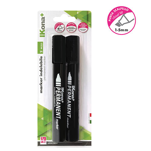 MARKER INDELEBILE PUNTA SCALPELLO - BLISTER 2 PZ. NERO Immagine principale del prodotto