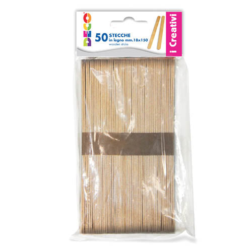 STECCHE LEGNO NATURALE MM.18X150 - BUSTA 50 PZ.