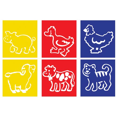 STENCIL CM.14X15 - SET 6 PZ. - ANIMALI FATTORIA