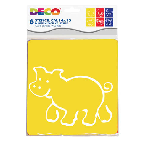 STENCIL CM.14X15 - SET 6 PZ. - ANIMALI FATTORIA Immagine principale del prodotto