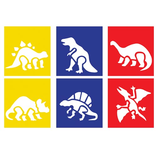 STENCIL CM.14X15 - SET 6 PZ. - DINOSAURI