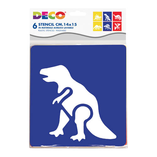 STENCIL CM.14X15 - SET 6 PZ. - DINOSAURI Immagine principale del prodotto