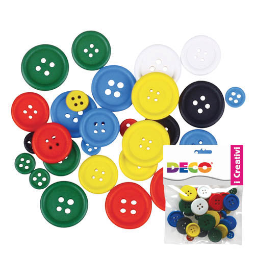BOTTONI IN LEGNO ASSORTITI - 30 PZ. - COLORI CLASS
